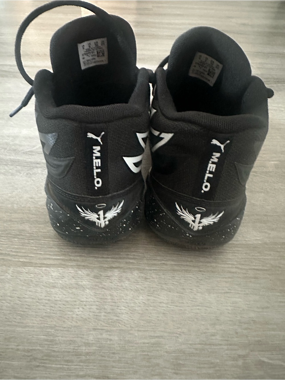 Puma Black & White Melo Basketball Shoes with Wing Emblem